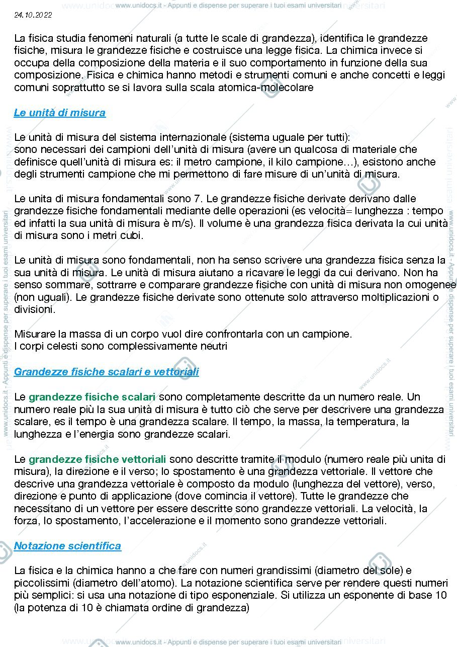 Anteprima pagina 2 — Appunti di Chimica, facoltà delle Scienze Motorie e Sportive