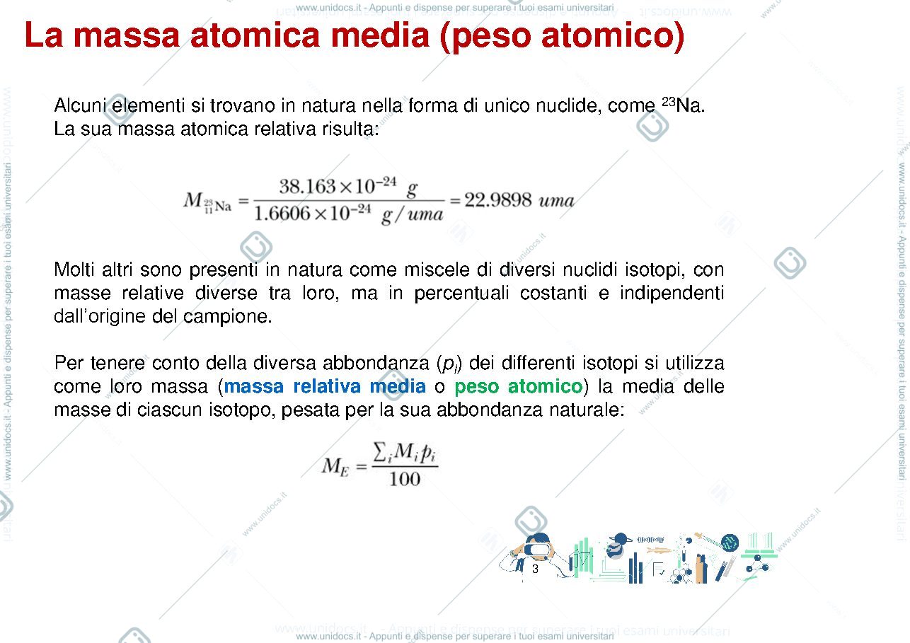 Anteprima pagina 3 — unità di Massa Atomuca, mole, formule chimiche e nomenclatura inorganica
