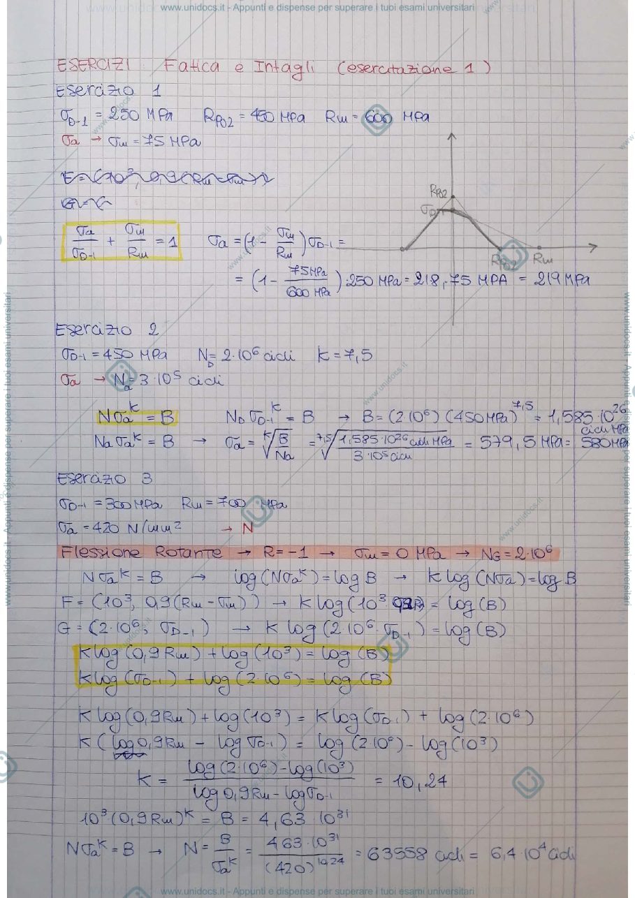 Anteprima pagina 1 — Esercitazioni di elementi di costruzione di macchine prof. Brusa