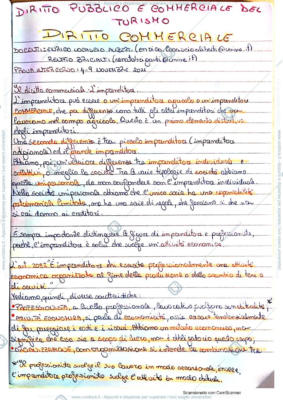 Anteprima pagina 1 — L'imprenditore-Lezione 1 Diritto commerciale-20.09.2021
