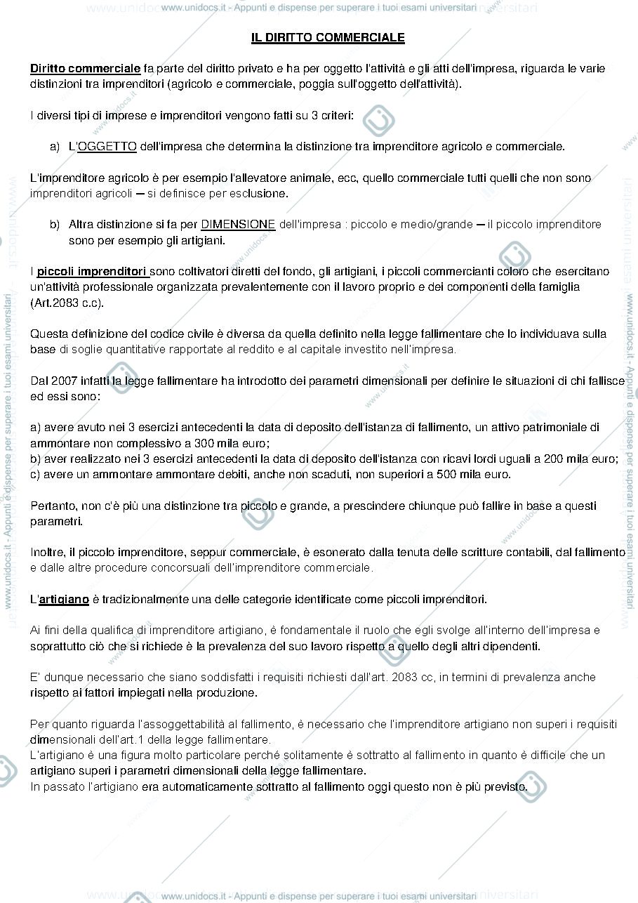 Anteprima pagina 1 — Diritto commerciale lezione 1