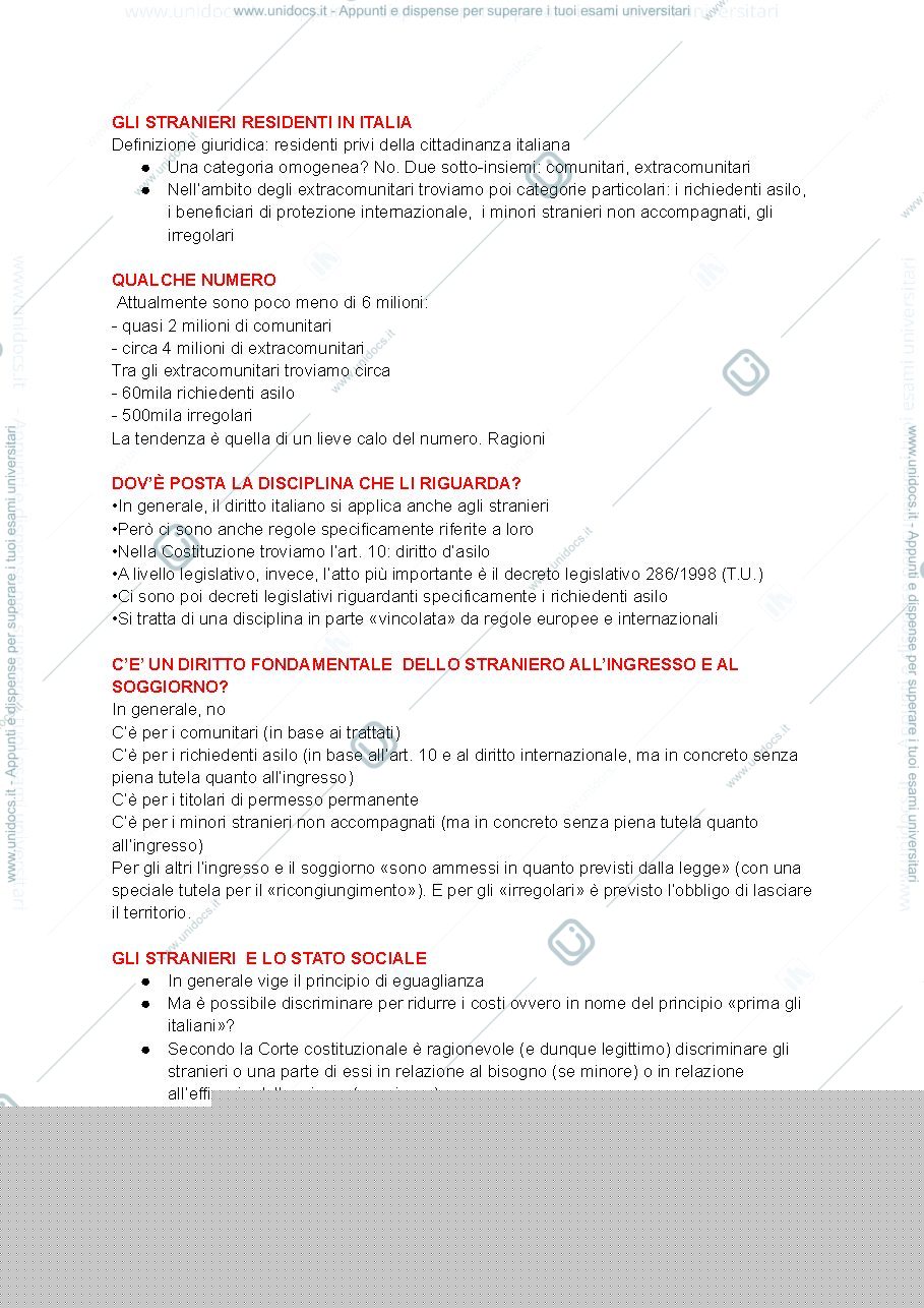 Anteprima pagina 1 — Appunti sulla lezione riguardante il tema: gli stranieri 