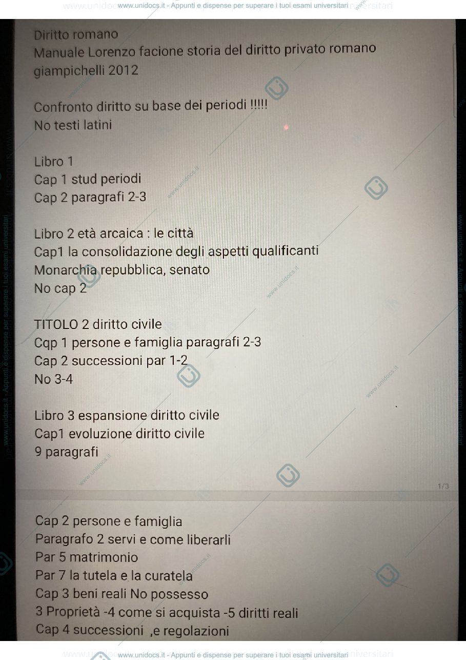 Anteprima pagina 1 — Diritto romano