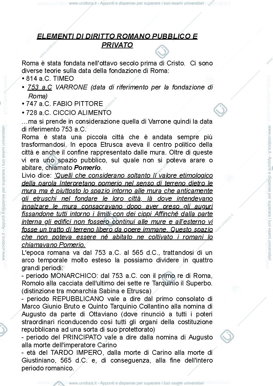 Anteprima pagina 1 — dispensa diritto romano