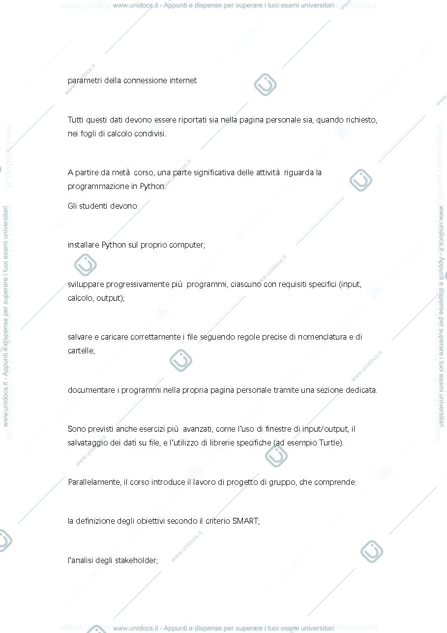 Anteprima pagina 2 — Testo esplicativo del piano di lavoro