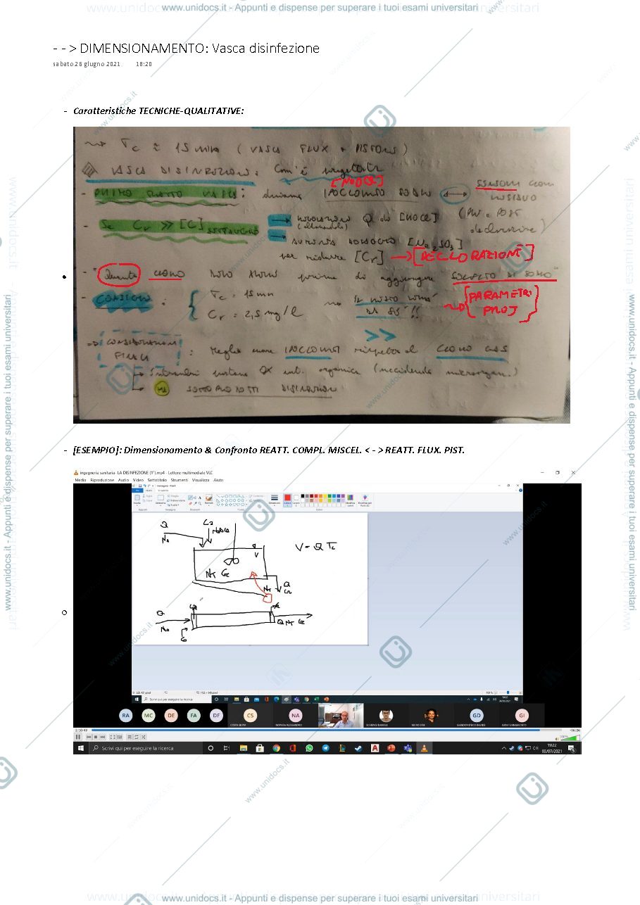 Anteprima pagina 1 — Progettazione e dimensionamento di una VASCA DI DISINFEZIONE