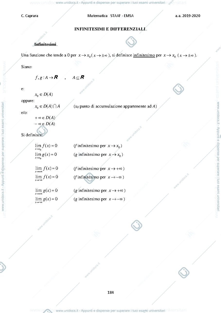 Anteprima pagina 1 — Infinitesimi e differenziali 