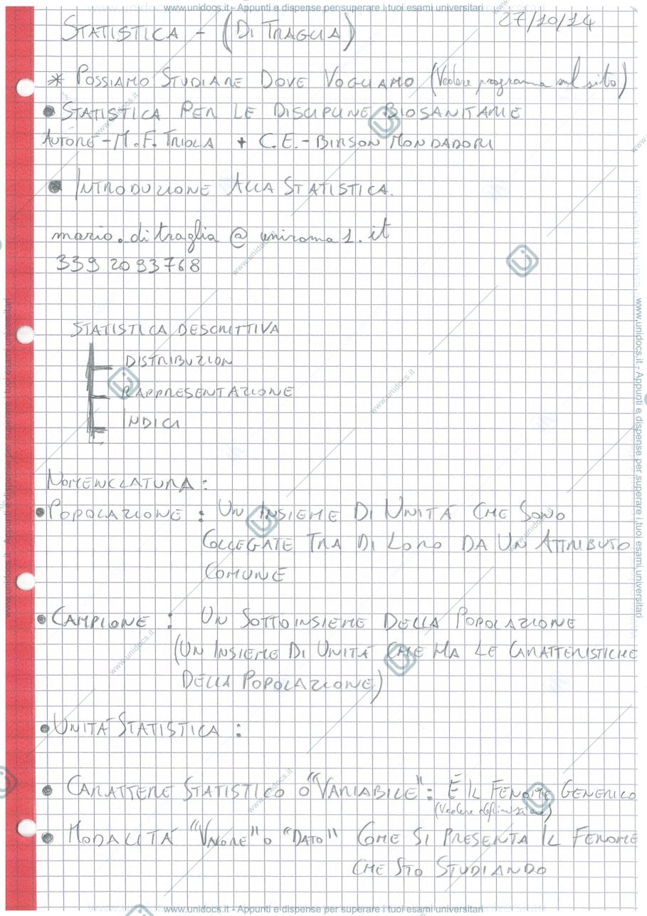 Anteprima pagina 1 — dispende del professore Di traglia