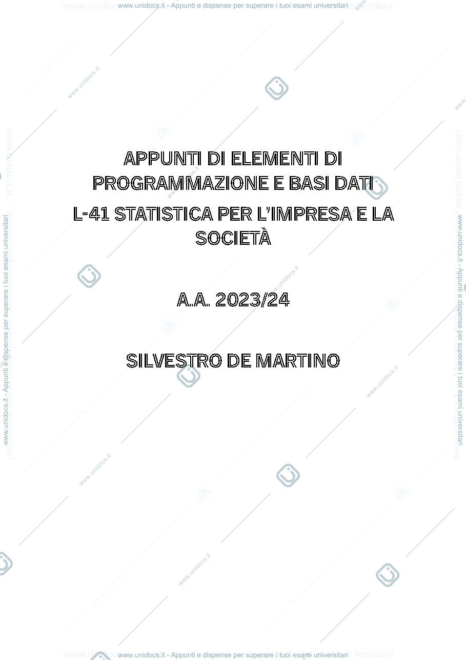 Anteprima pagina 1 — APPUNTI DI ELEMENTI DI PROGRAMMAZIONE