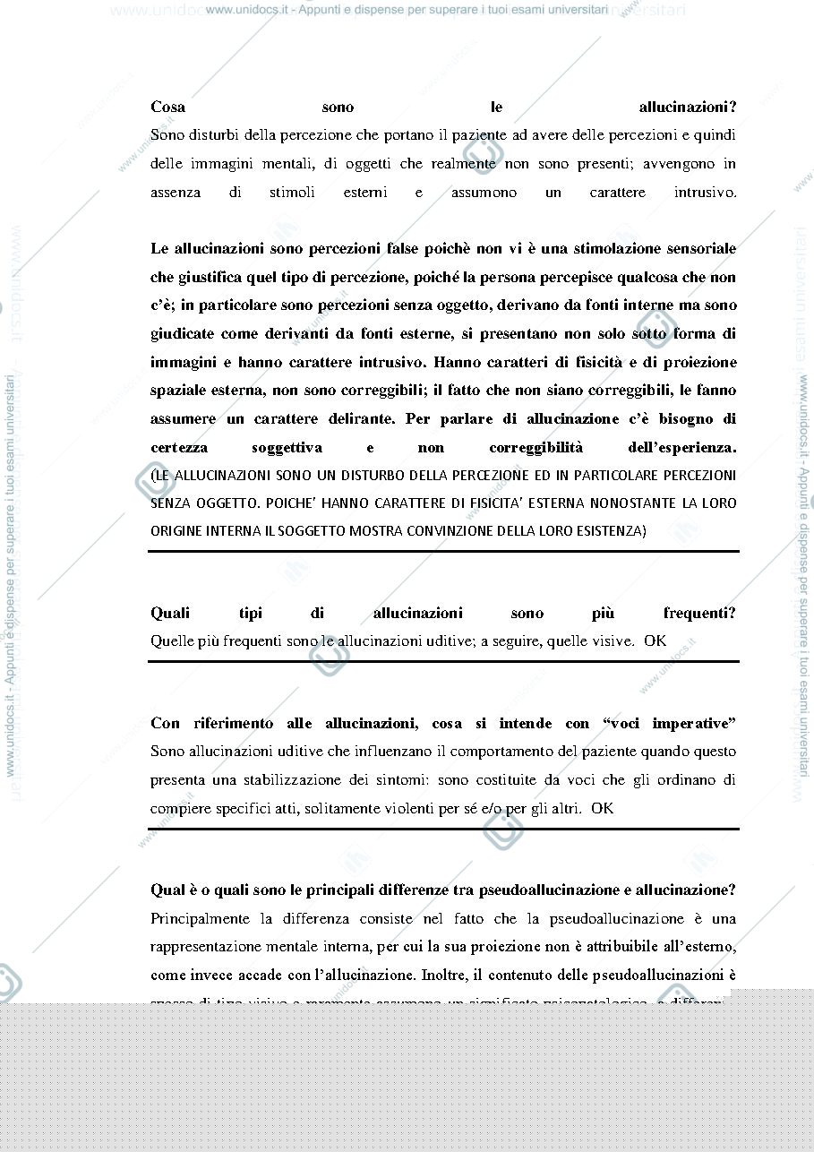 Anteprima pagina 1 — Esercitazione su allucinazioni e deliri