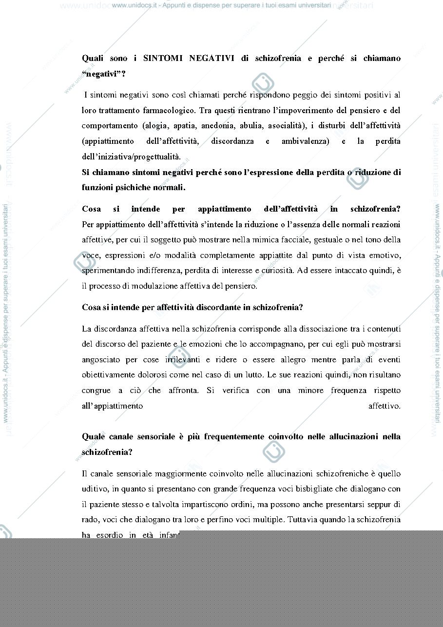 Anteprima pagina 1 — Esercitazione sulla schizofrenia
