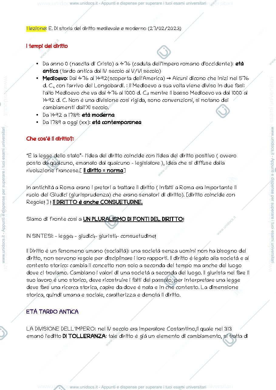 Anteprima pagina 1 — diritto medievale