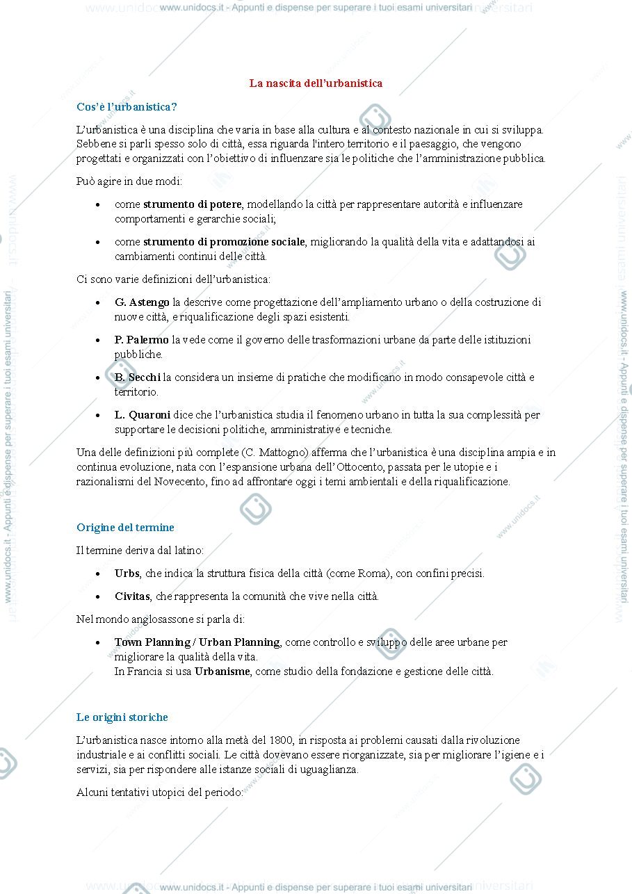 Anteprima pagina 1 — La nascita dell'urbanistica