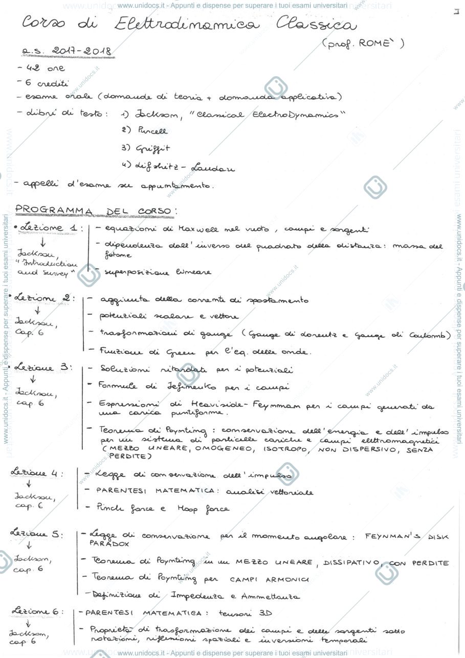 Anteprima pagina 1 — Appunti lezioni Romè