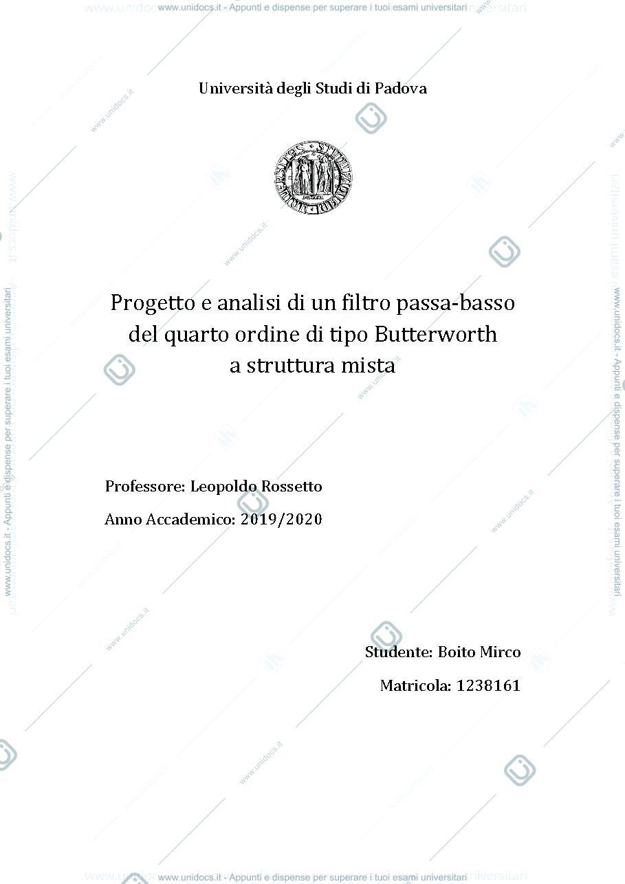 Anteprima pagina 1 — Filtro Butterworth