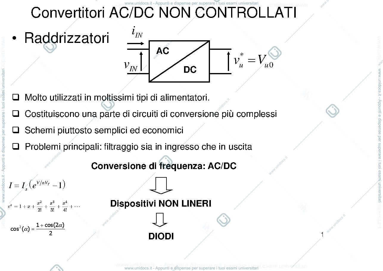Anteprima pagina 1 — CONVERTITORI AC/DC NON CONTROLLATI
