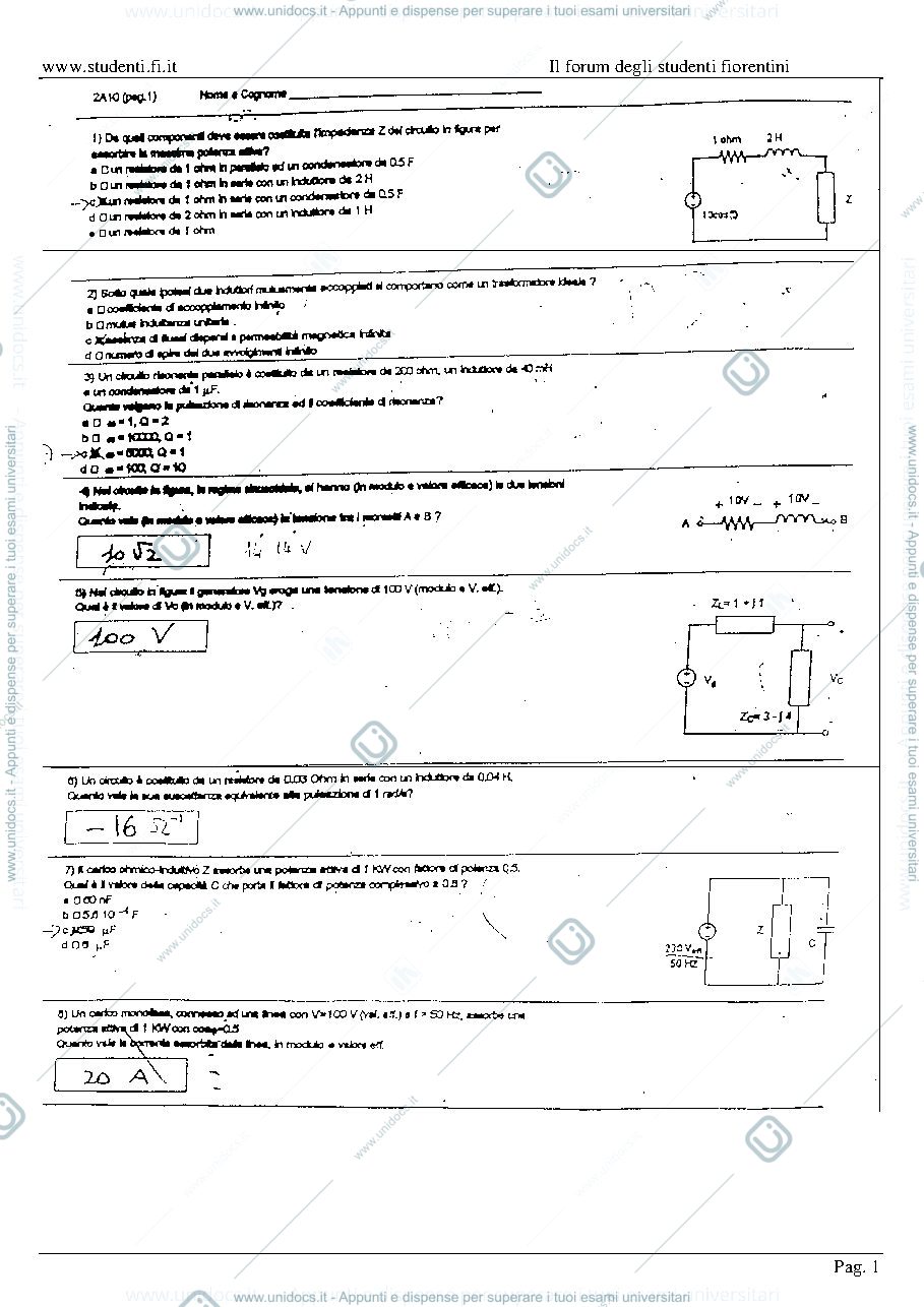 Anteprima pagina 1 — ESAMI SVOLTI ELETTROTECNICA
