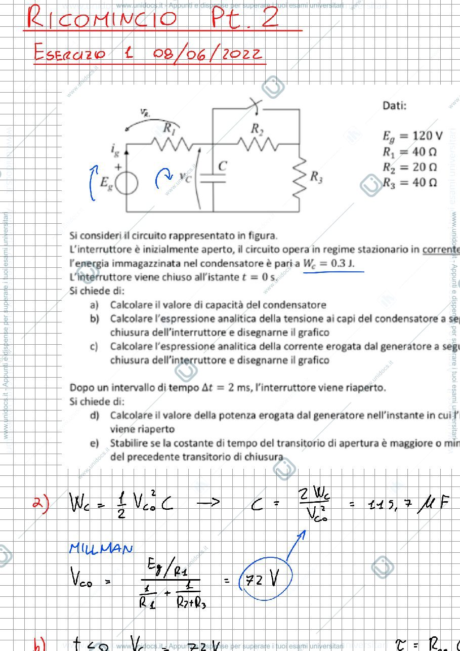 Anteprima pagina 1 — Esercizi e prove d'esame Elettrotecnica
