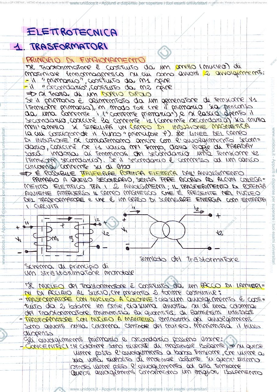 Anteprima pagina 1 — Appunti Elettrotecnica dei sistemi energetici