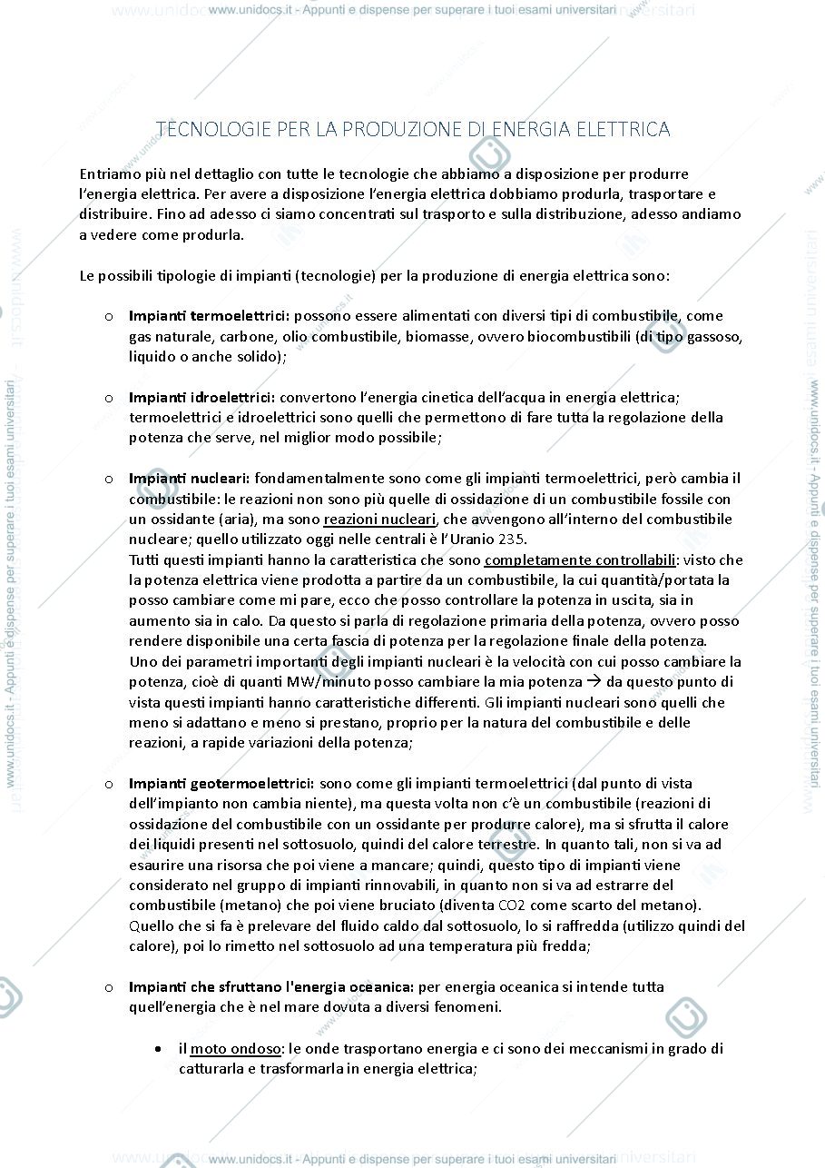 Anteprima pagina 1 — Tecnologie per la produzione di energia elettrica