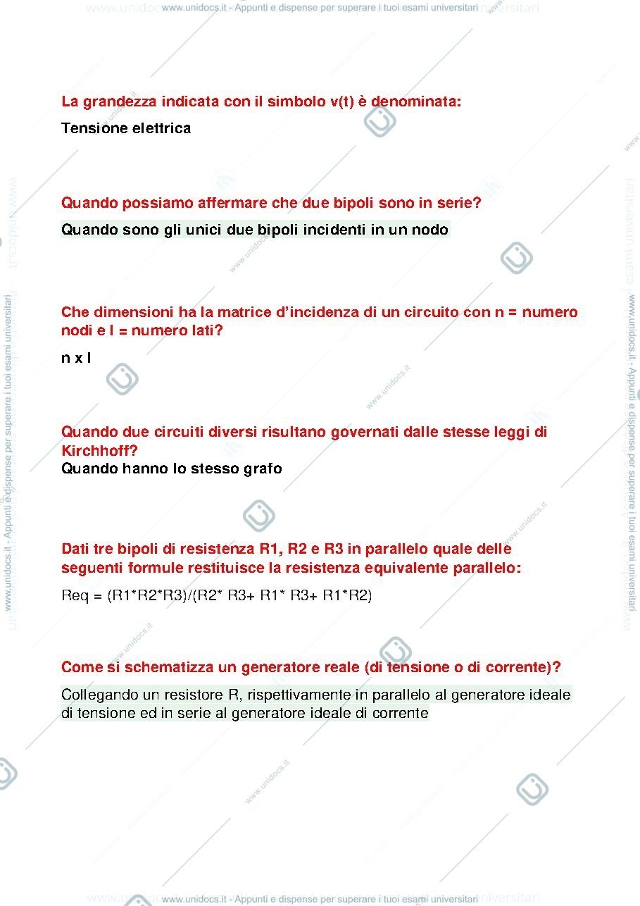 Anteprima pagina 1 — DOMANDE DI ELETTROTECNICA