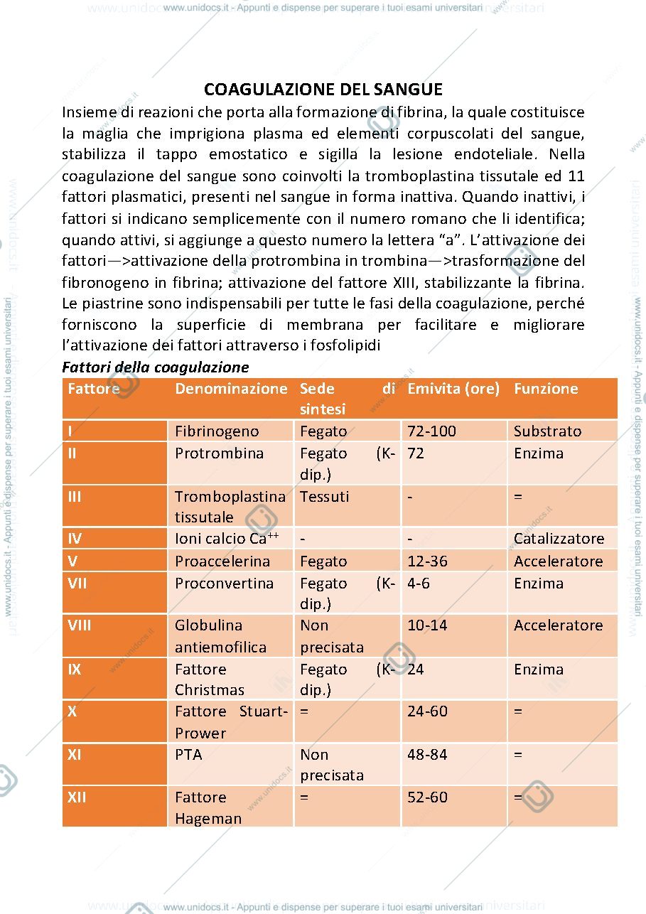 Anteprima pagina 1 — introduzione patologia dell’emostasi
