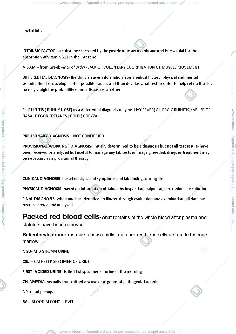 Anteprima pagina 1 — Useful lab test vocab