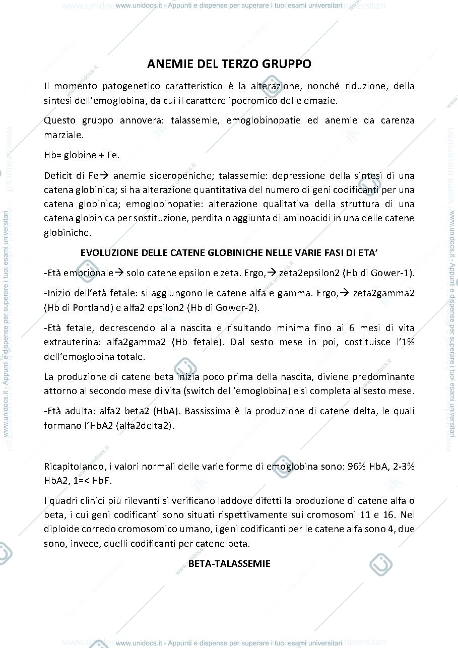 Anteprima pagina 1 — ANEMIE DEL TERZO GRUPPO