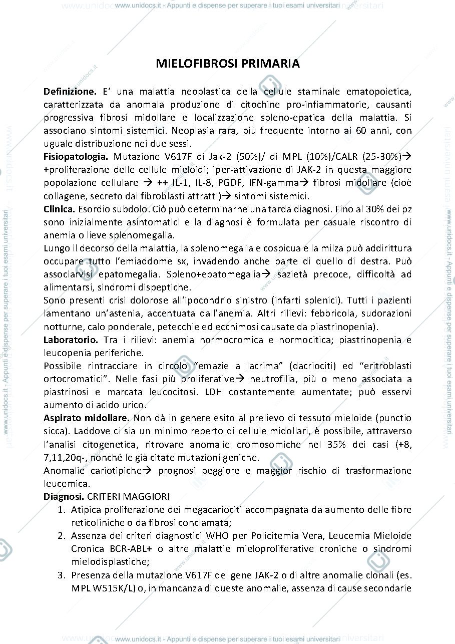 Anteprima pagina 1 — MIELOFIBROSI PRIMARIA