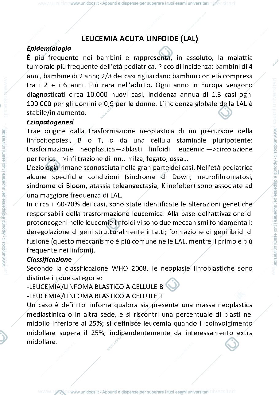 Anteprima pagina 1 — leucemia acuta linfoide