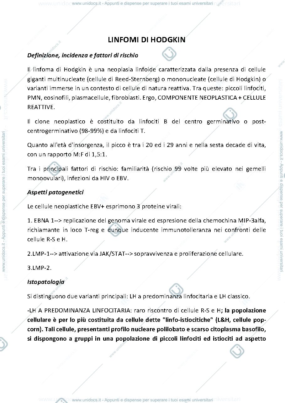 Anteprima pagina 1 — LINFOMI DI HODGKIN