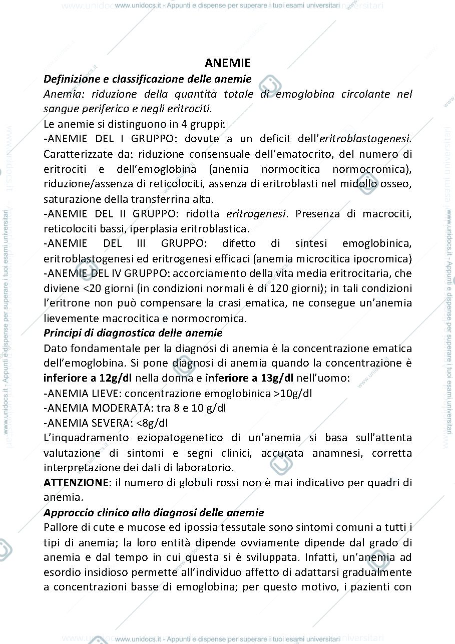 Anteprima pagina 1 —  Anemie introduzione