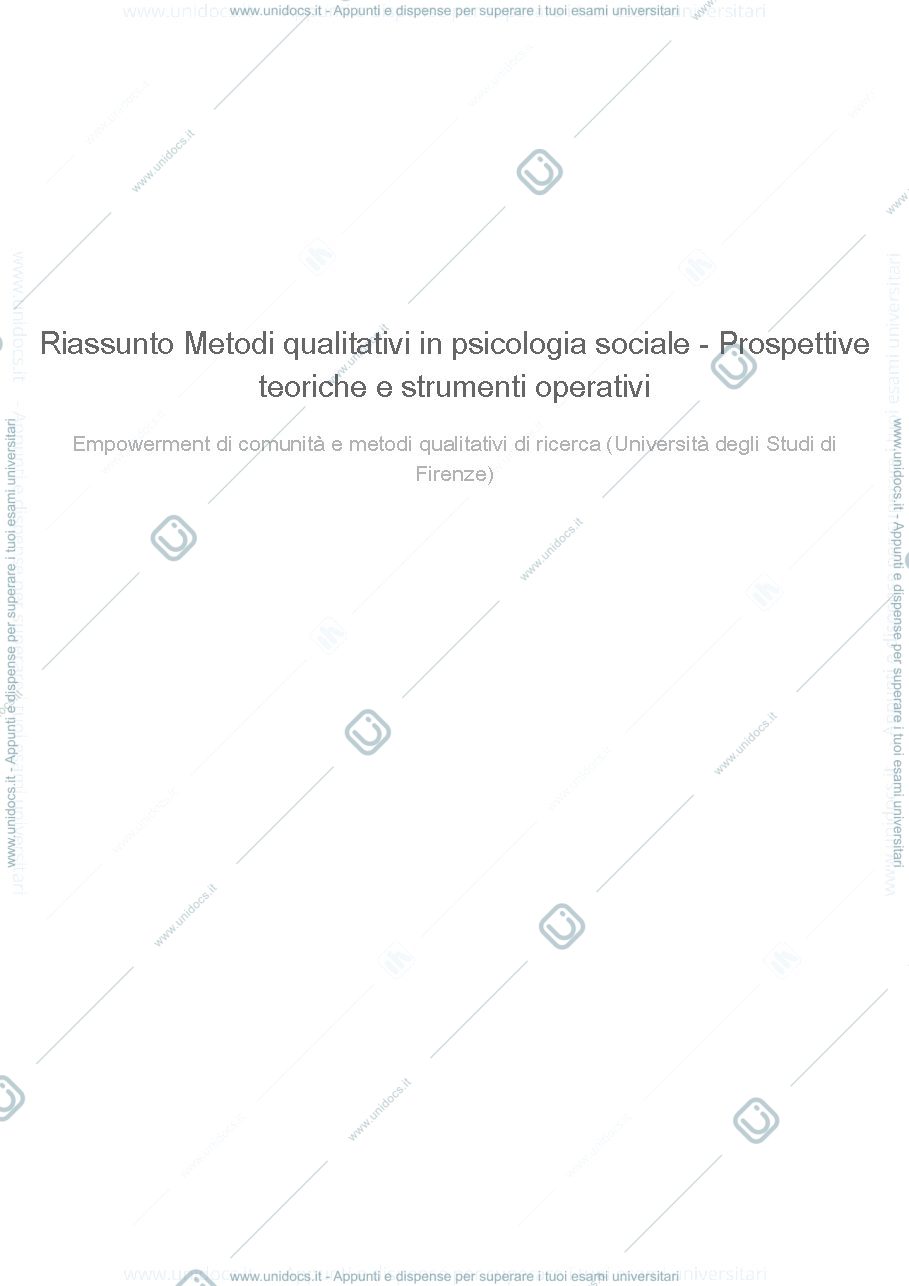 Anteprima pagina 1 — Metodi qualitativi in psicologia sociale