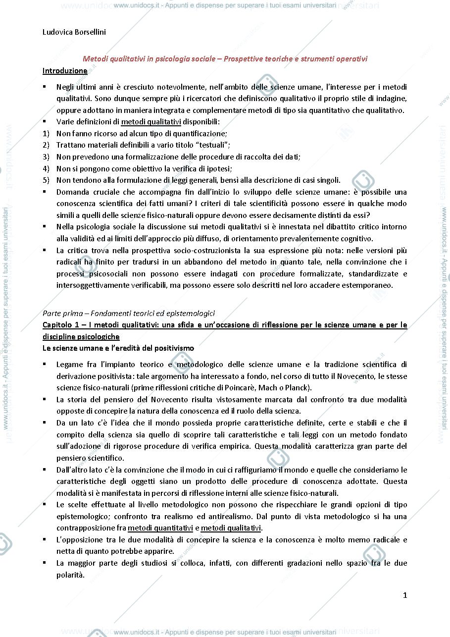 Anteprima pagina 2 — Metodi qualitativi in psicologia sociale