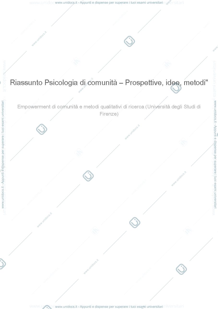 Anteprima pagina 1 — Psicologia di comunità. Prospettive, idee e metodi