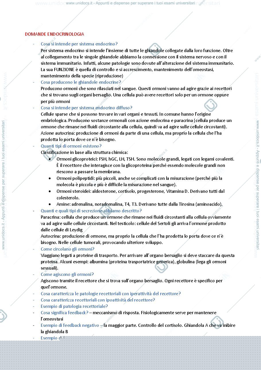 Anteprima pagina 1 — Domande Endocrinologia