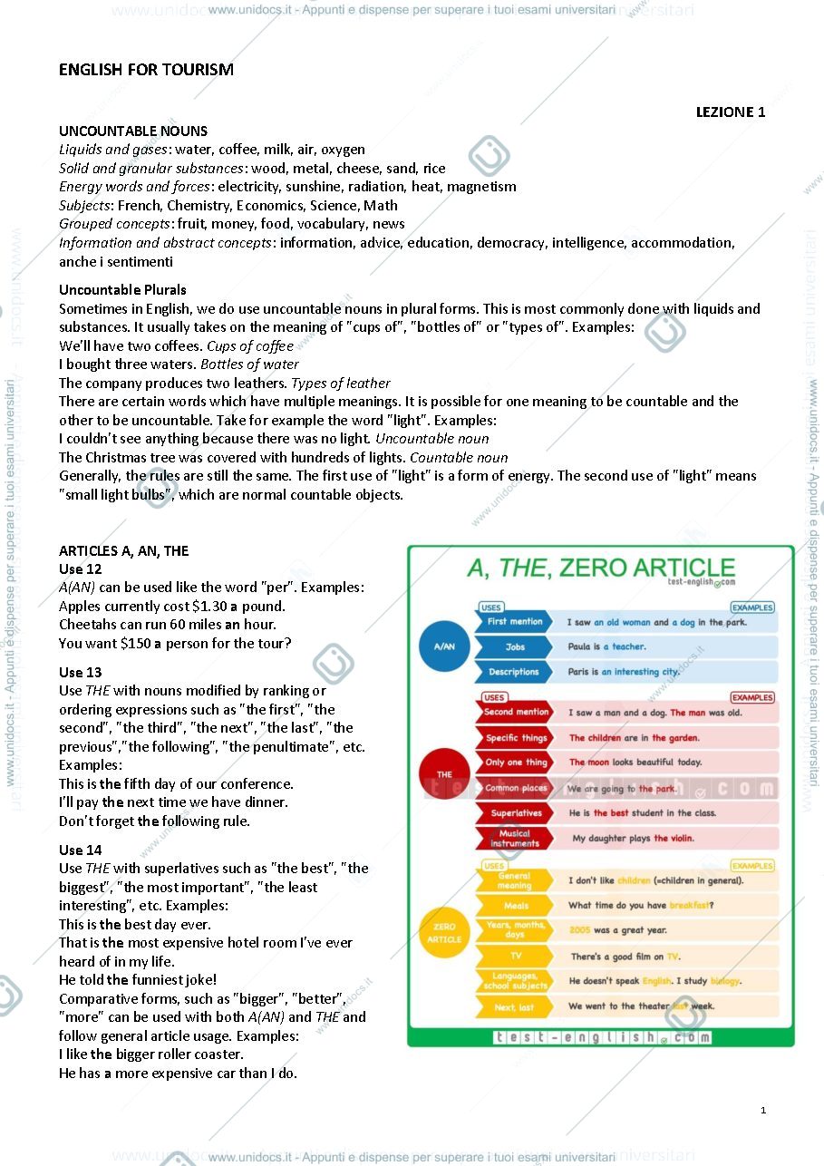 Anteprima pagina 1 — Appunti English for Tourism