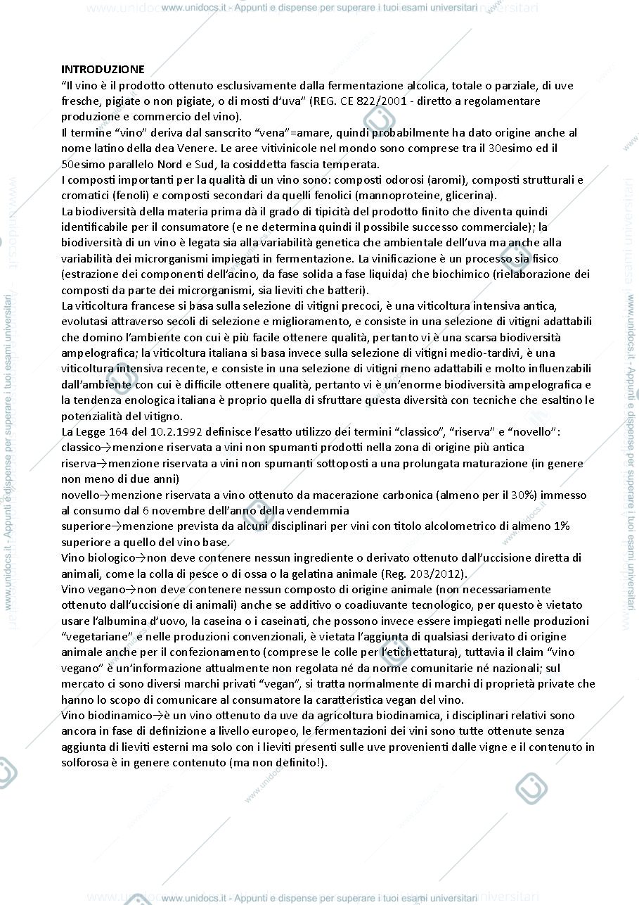 Anteprima pagina 1 — Riassunto programma enologia1