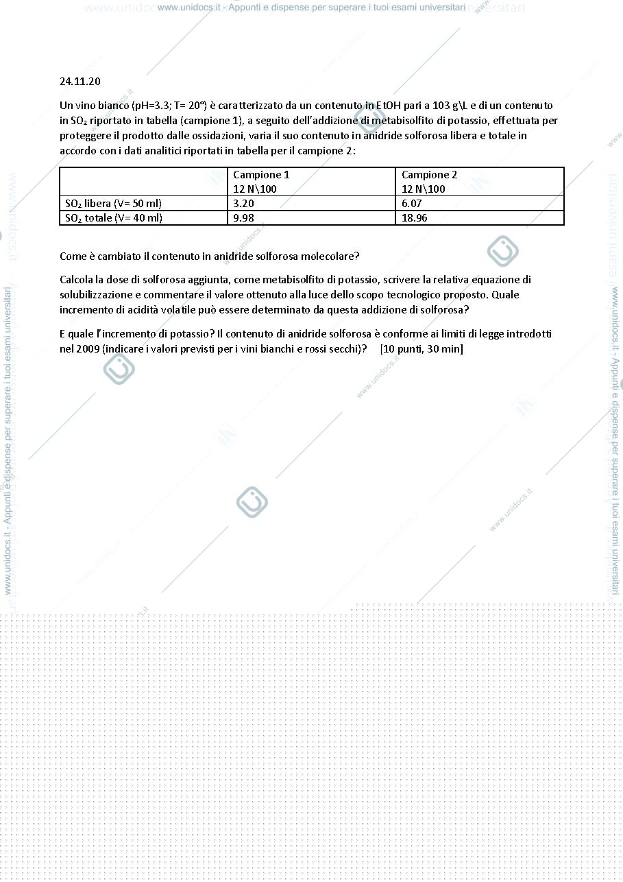Anteprima pagina 2 — Raccolta di esercizi svolti per l'esame di Enologia 1