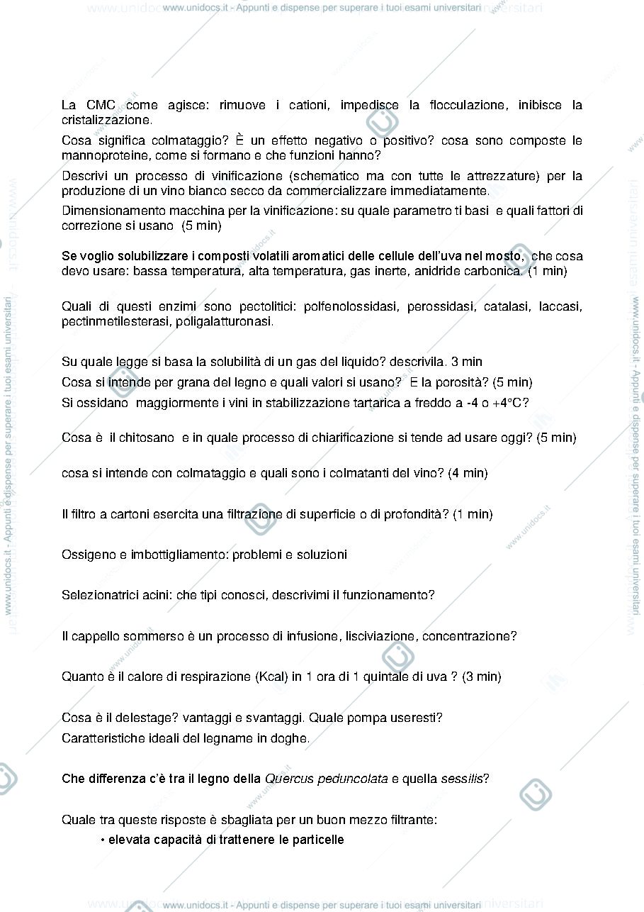 Anteprima pagina 3 — Domande Esame Enologia II