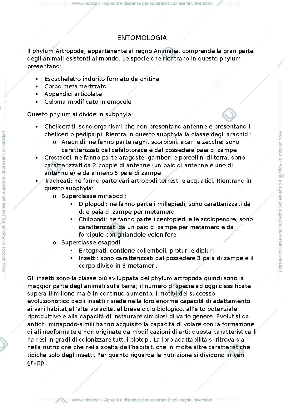 Anteprima pagina 2 — Appunti Entomologia