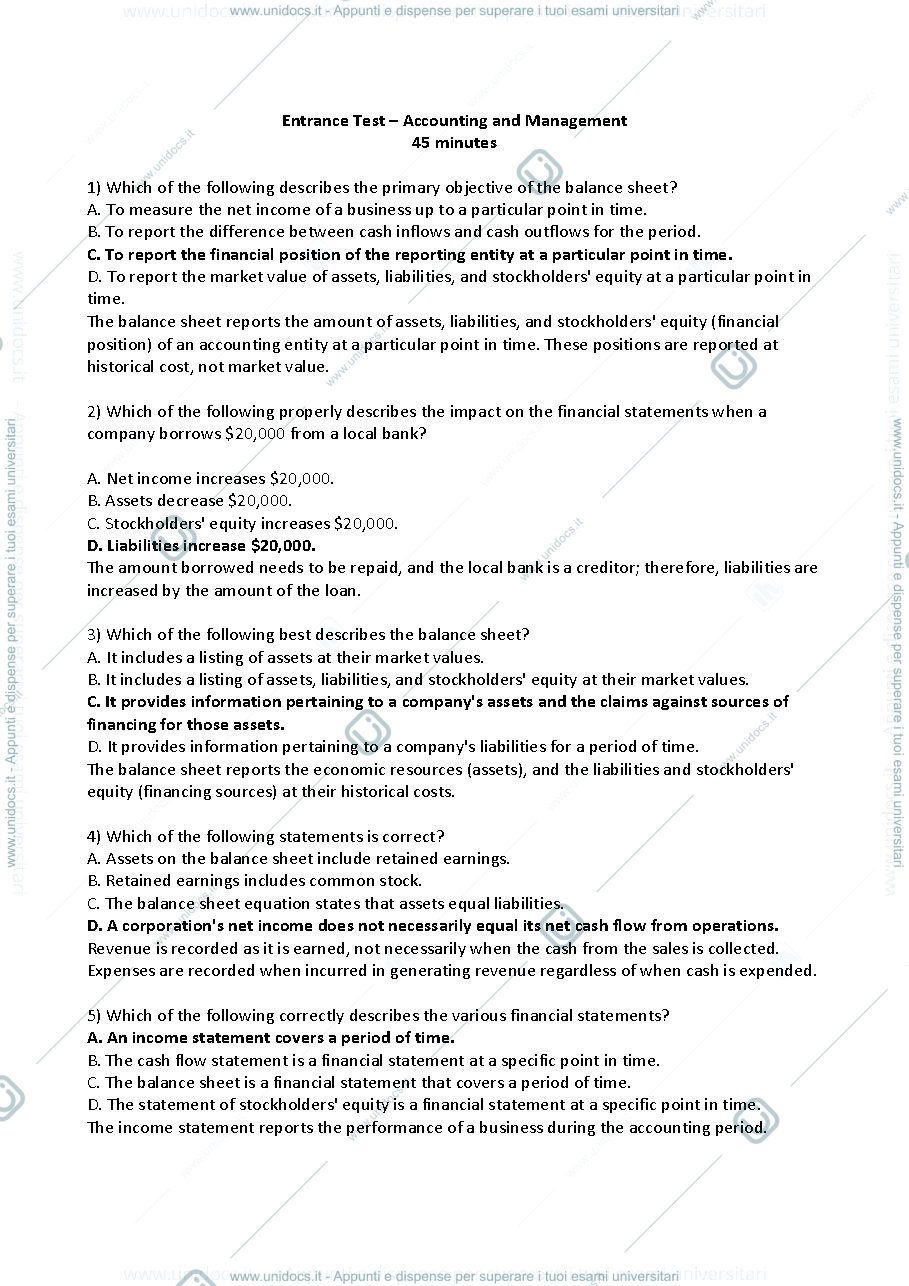 Anteprima pagina 1 — entrance test