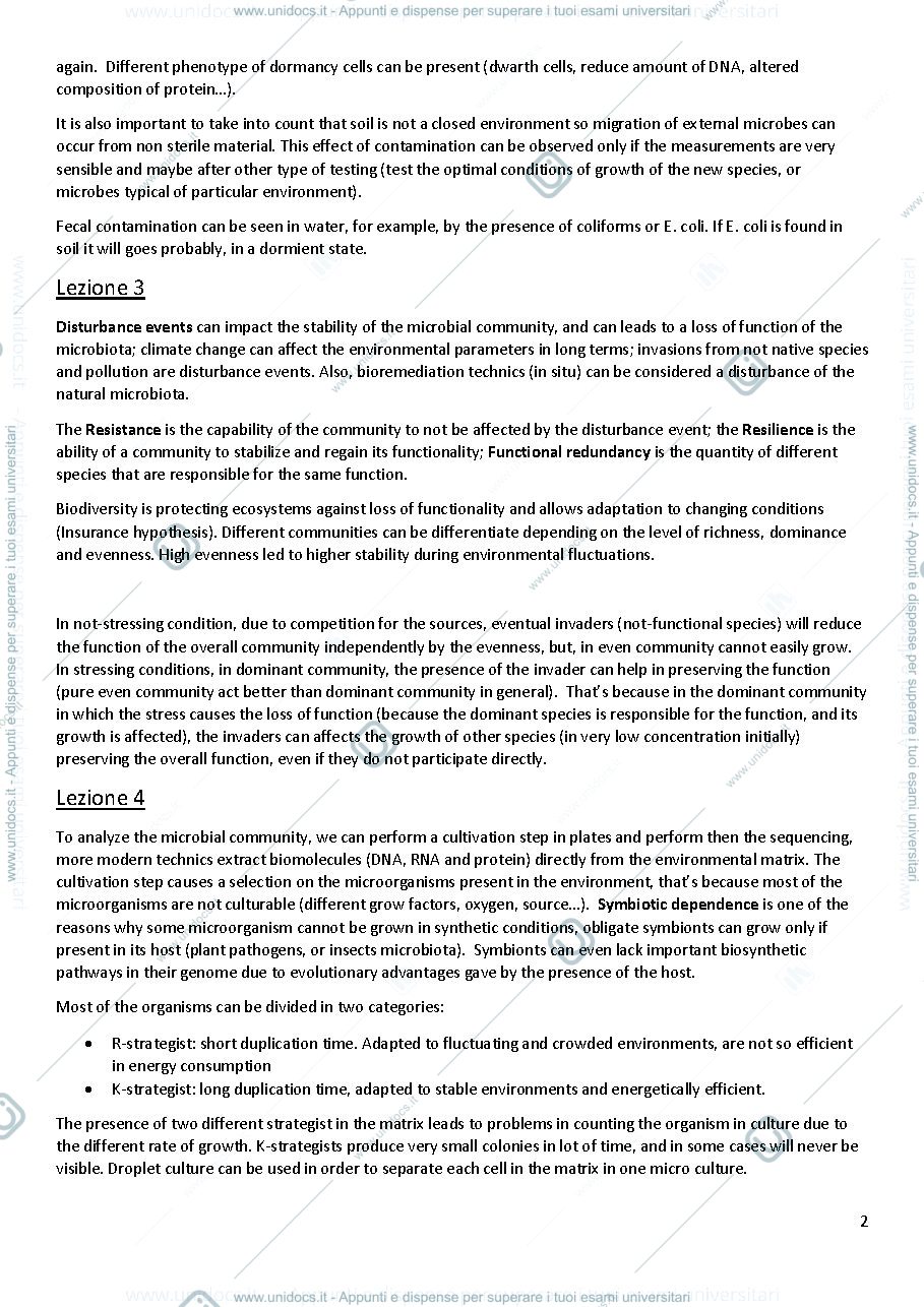 Anteprima pagina 2 — Appunti lezioni Environmental microbial biotechnology