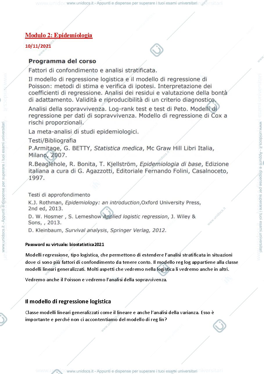 Anteprima pagina 1 — Biostatistica mod.epidemiologia