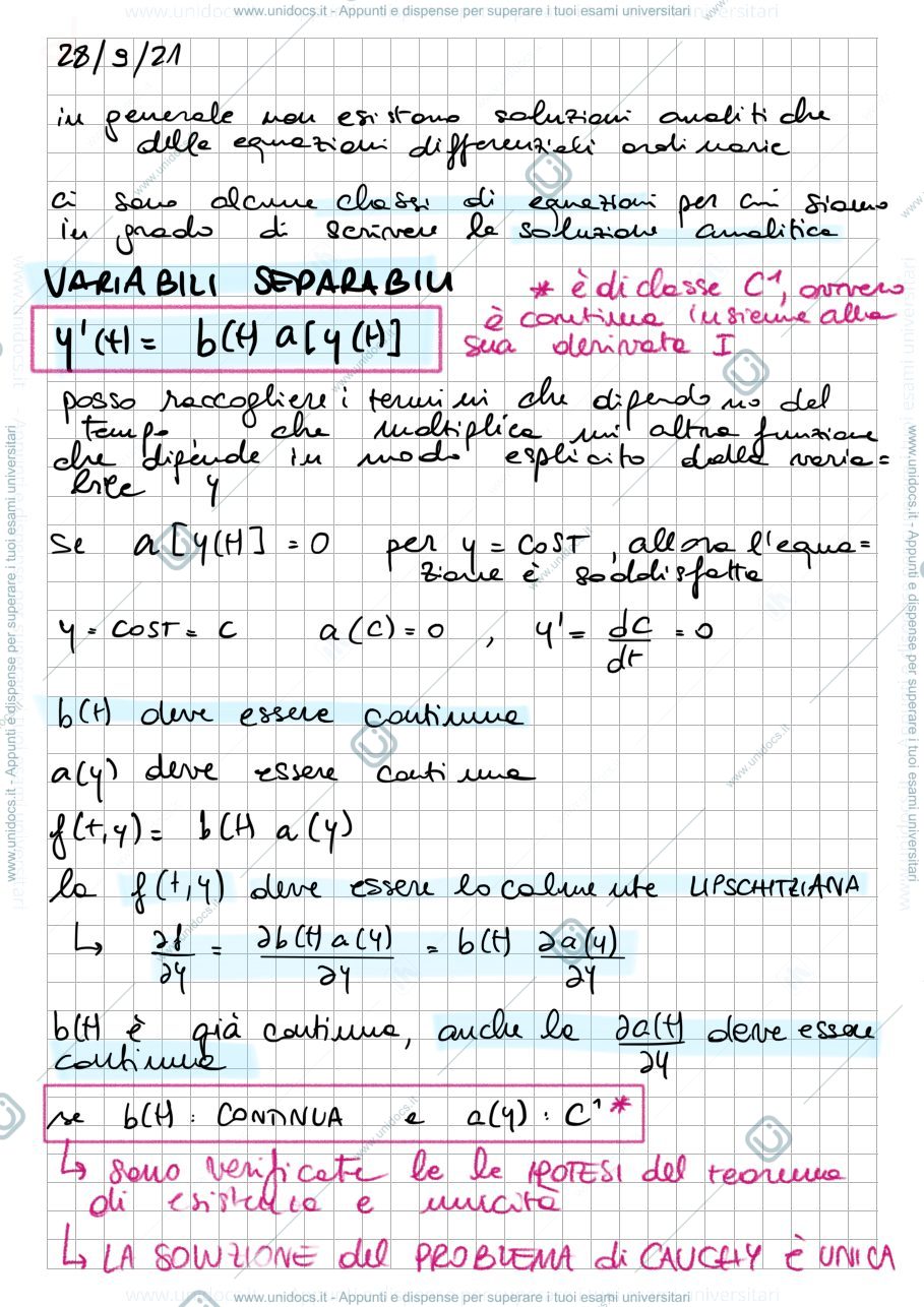 Anteprima pagina 1 — equazioni a variabili separabili
