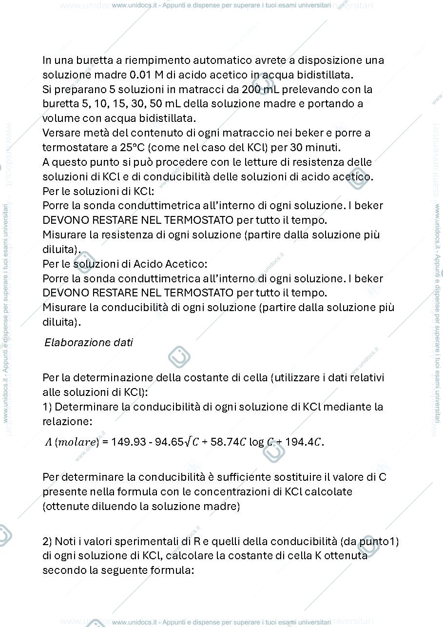 Anteprima pagina 2 — Esercitazione di laboratorio sulla conduttimetria