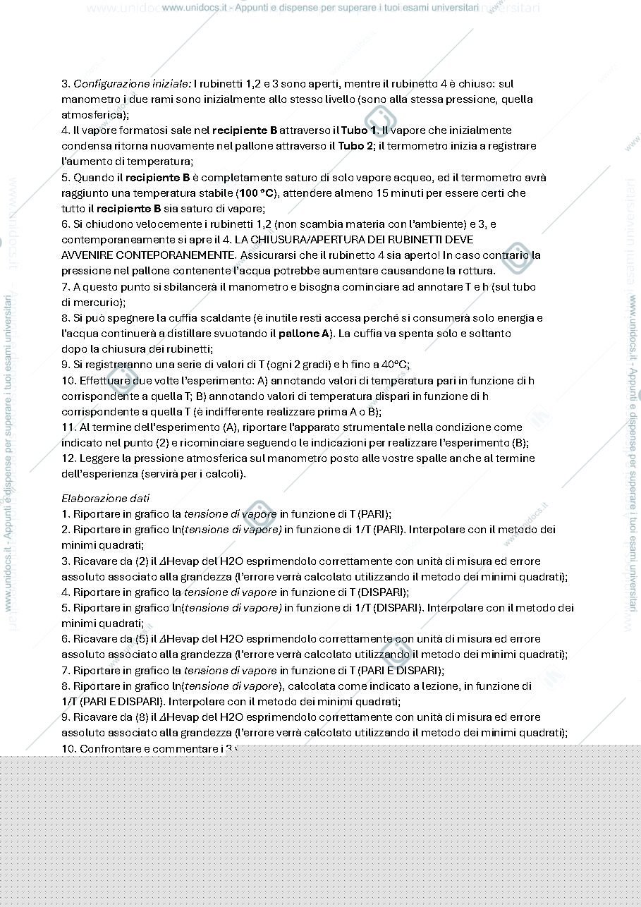 Anteprima pagina 2 — Esercitazione del laboratorio per la misura del calore di vaporizzazione