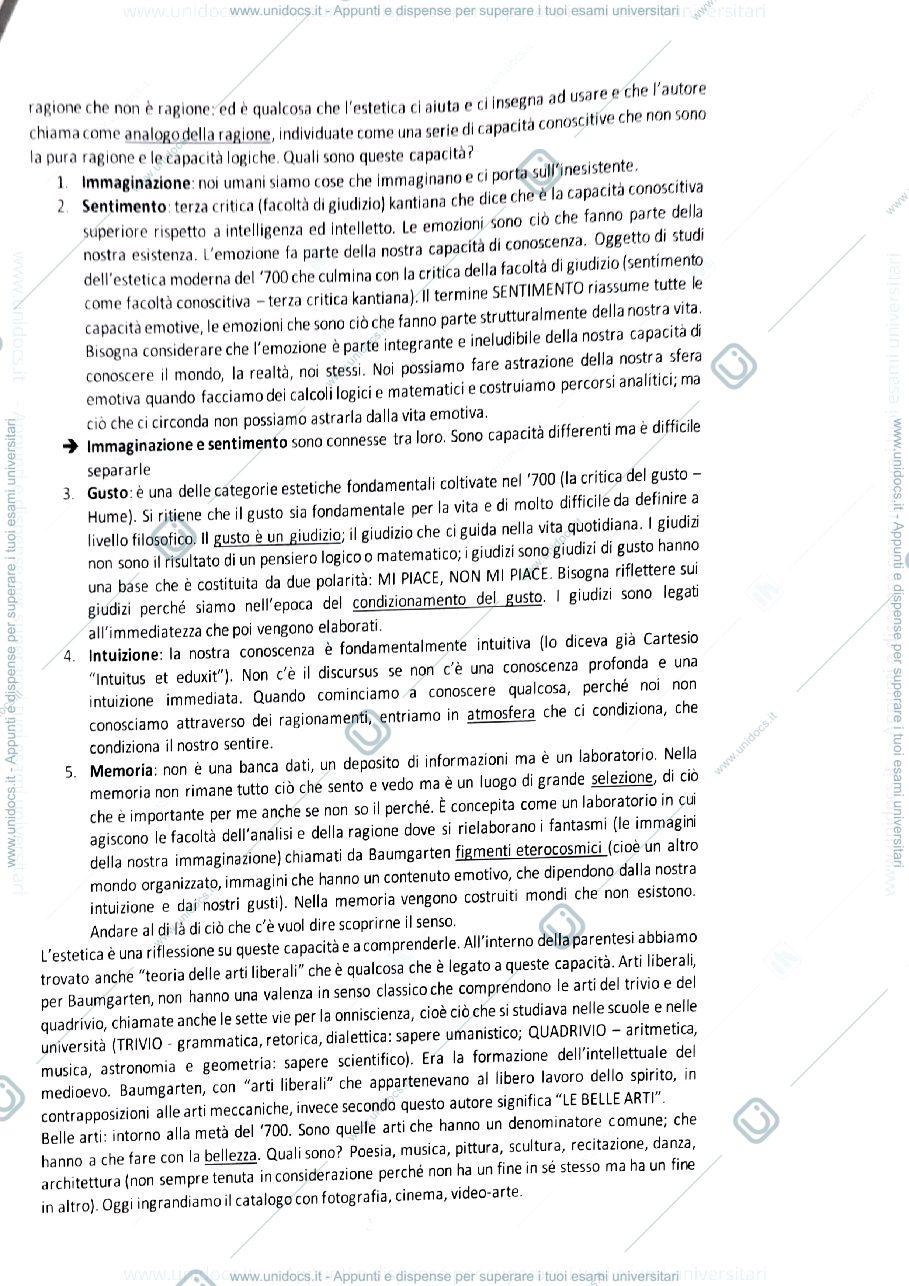 Anteprima pagina 1 — Appunti estetica