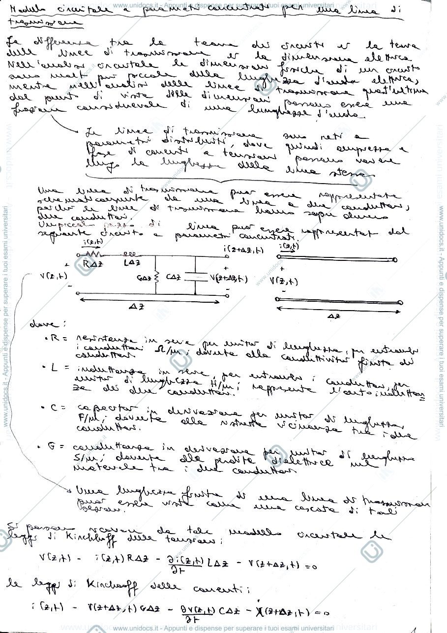 Anteprima pagina 1 — teoria delle linee di trasmissione
