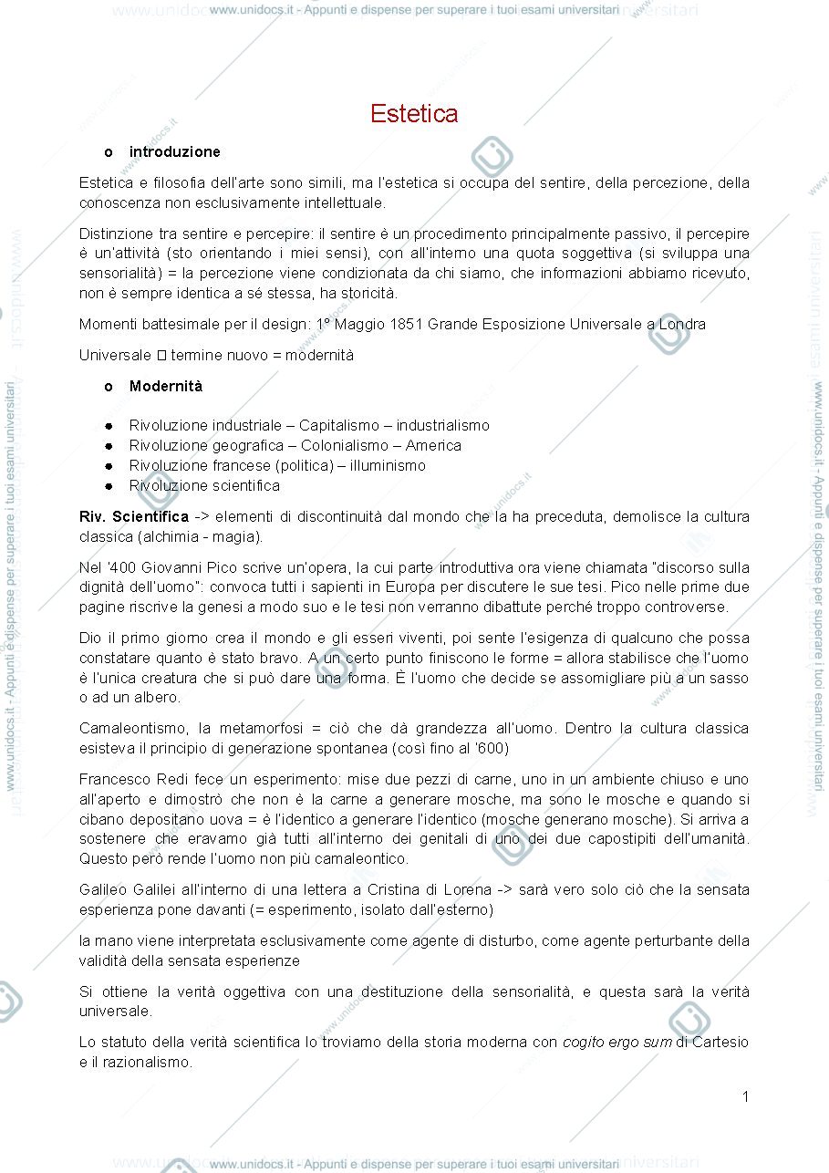 Anteprima pagina 1 — Estetica - prima esercitazione 